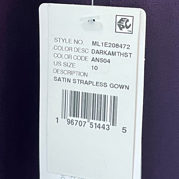 NWT LIV FOSTER | Evening Wear Satin Strapless Gown In Dark Amethyst | Size 10 - Picture 11 of 15